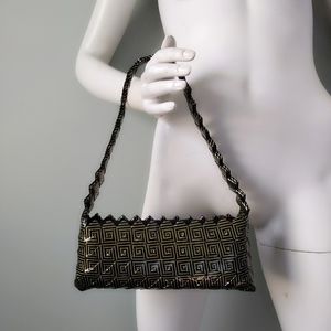 Fun Handmade Origami Greek Key Geometric Woven Baguette Shoulder Purse